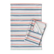 Small Watercolor Stripes M+M Coral Blues by Friztin