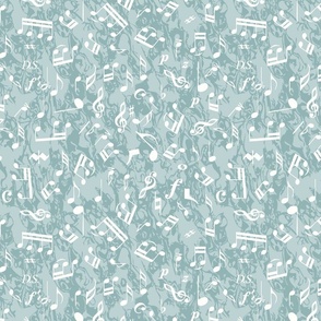 Musical Notes Dusty Sage Green 