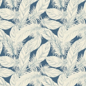 Feathers Dusty Blue Ivory