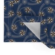 ★ NAUTICAL STAR TATTOO ★ Black and White on Navy Blue / Collection : Rockabilly Style - Retro 50s Prints