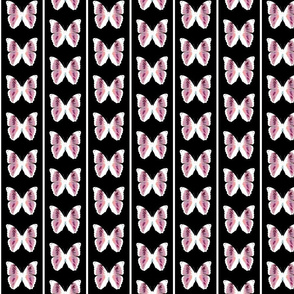 pink butterflies on black