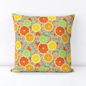 Pop Art Citrus Green Orange Kaleidoscope Background Small Scale