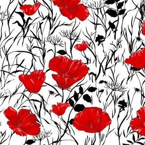 Red Poppy Field Large Scale 