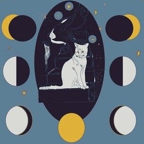Kitty Ascension Moon Phase in blue