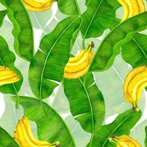 Bananas and leaves watercolor design