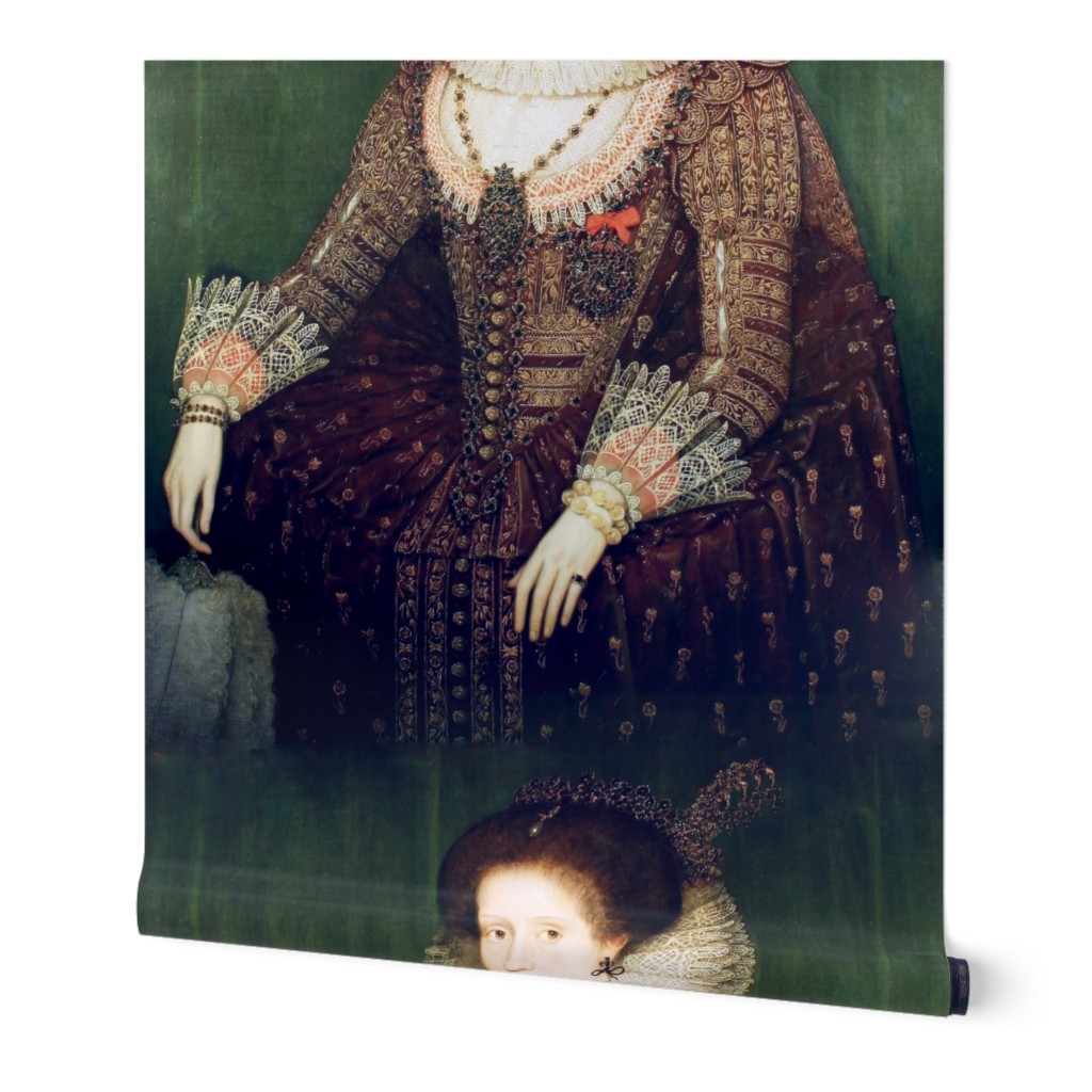 Queen Elizabeth 1 inspired princesses Queens renaissance Tudor big lace ruff collar baroque pearls brown gold gown beauty Elizabethan era 16th century  17th century historical embroidery ornate royal portraits beautiful woman lady necklaces jewelry Victor