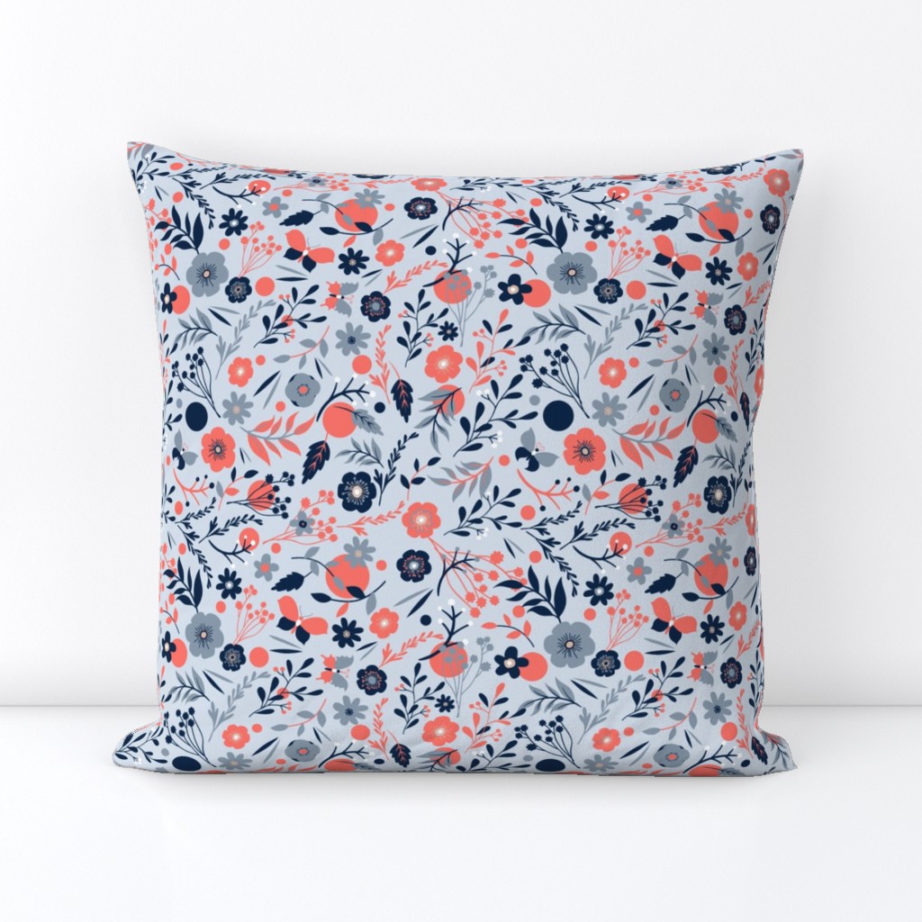 summer meadow | coral and blue