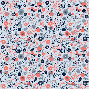 summer meadow | coral and blue