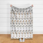 Trotting Akita border vertical - white