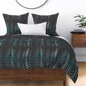 Wave hello - teal and gray organic waves on anthracite