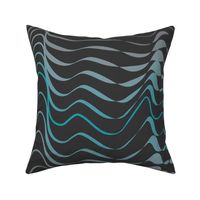 Wave hello - teal and gray organic waves on anthracite