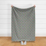 border collie camping dog fabric - border collie fabric, hiking fabric, outdoors dog fabric -  grey