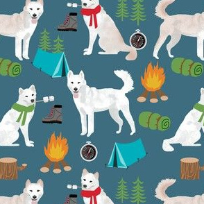 jindo camping fabric - jindo fabric, jindo dog fabric, camping fabric, hiking fabric - blue