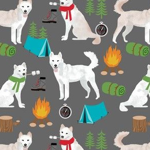 jindo camping fabric - jindo fabric, jindo dog fabric, camping fabric, hiking fabric -  charcoal