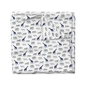 Safari animals - elephant, giraffe, rhino, zebra (navy & grey) C19BS