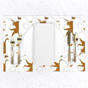 Trotting Ibizan hound border vertical - white