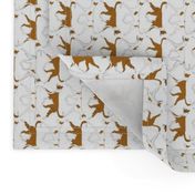 Small Trotting Ibizan hound border vertical - white