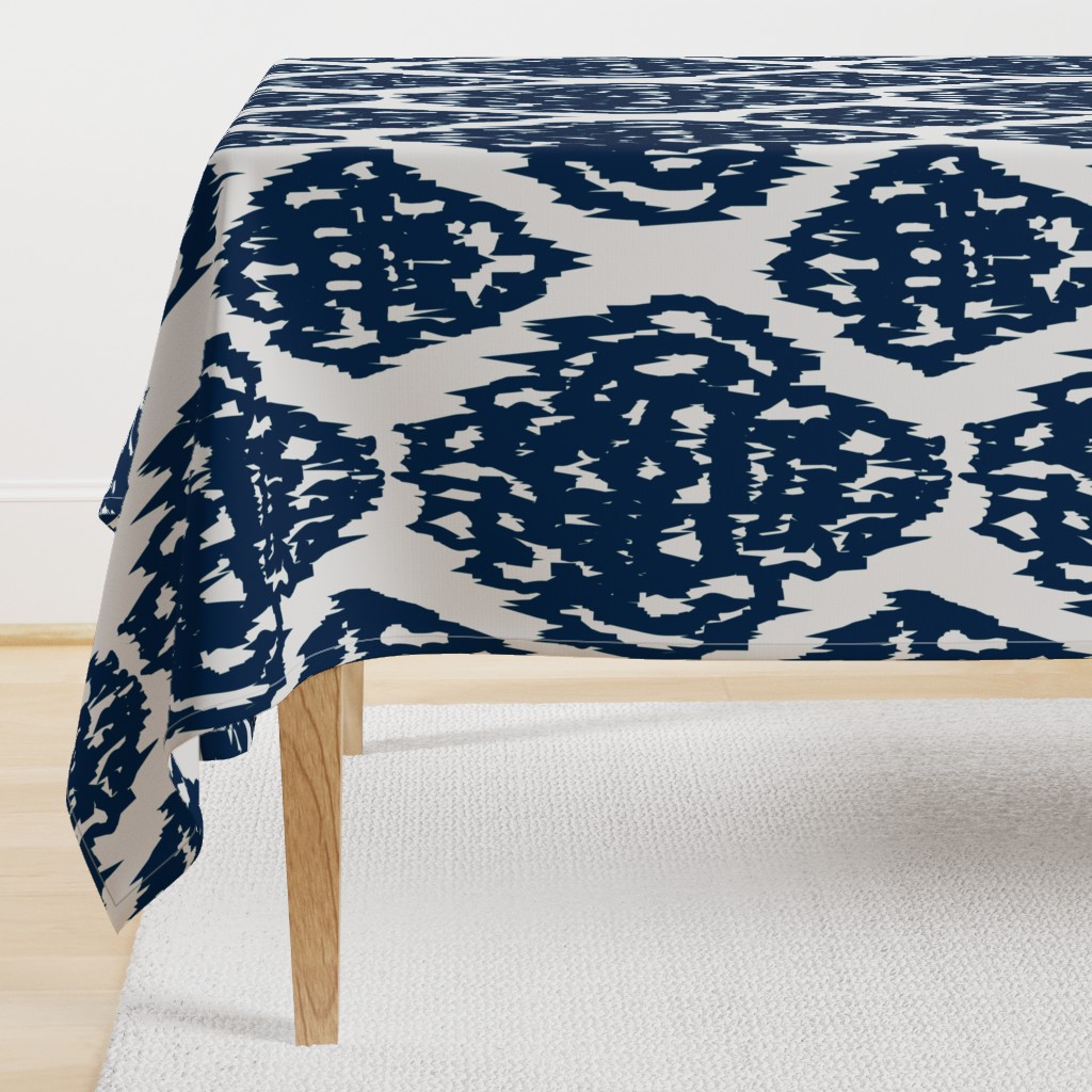 navy ikat medallion blue ikat kalah ikat