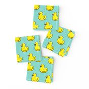 rubber ducky - bath time toy - yellow ducks - aqua LAD19