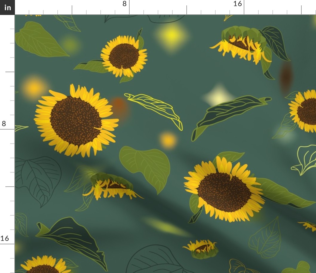 Sunflowers on blurred background