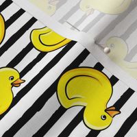 rubber duck toss - bath time toy - yellow ducks - black stripes LAD19