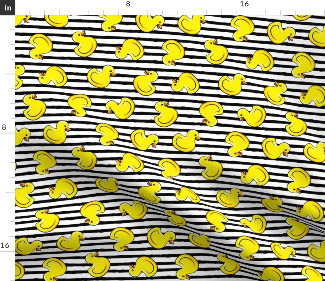 rubber duck toss - bath time toy - yellow ducks - black stripes LAD19