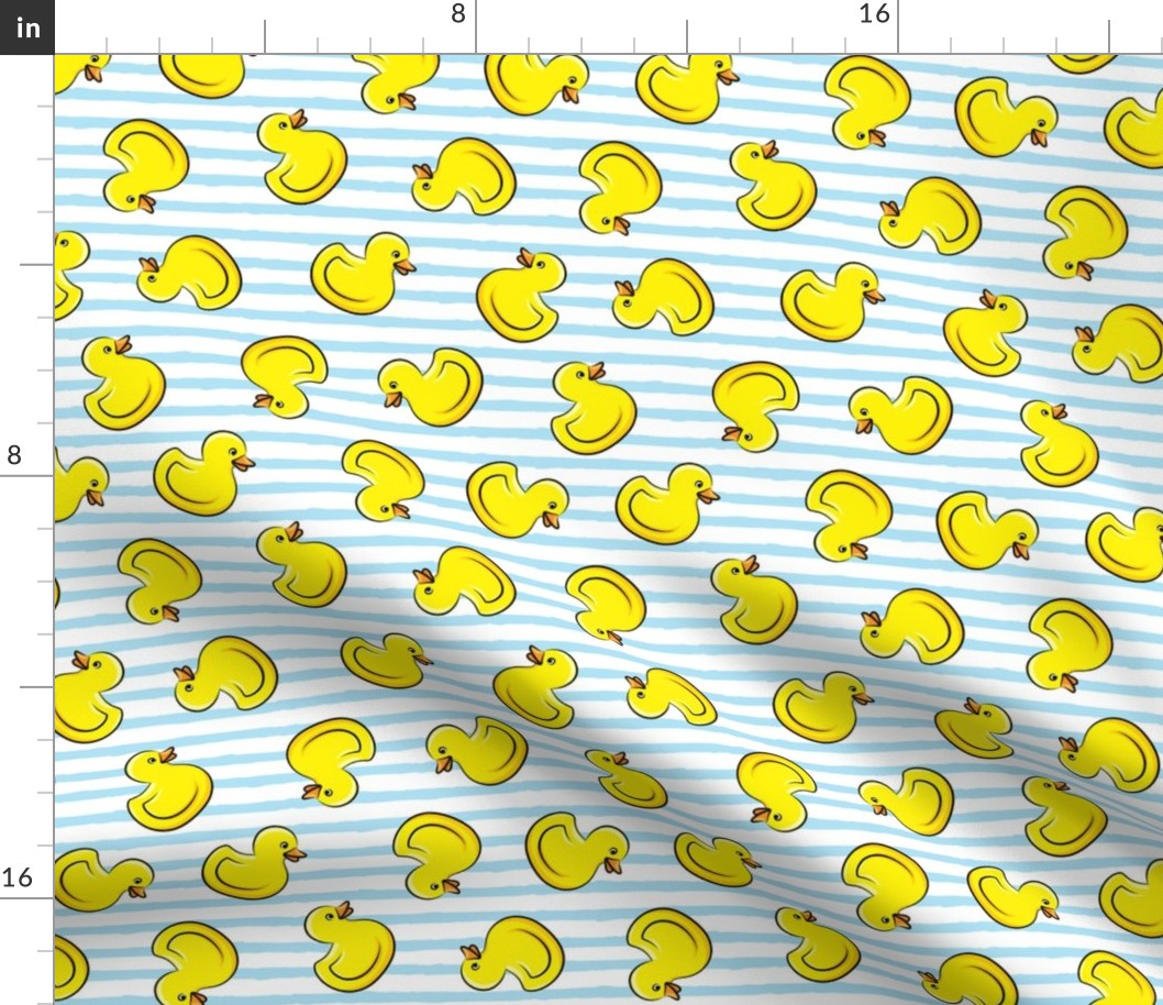 rubber duck toss - bath time toy - yellow ducks - light blue stripes LAD19