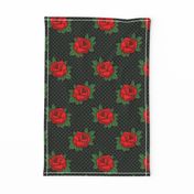 Rockabilly red roses green polka dots Retro tattoo MCM Wallpaper