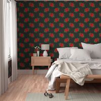 Rockabilly red roses green polka dots Retro tattoo MCM Wallpaper