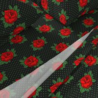 Rockabilly red roses green polka dots Retro tattoo MCM Wallpaper