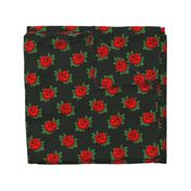 Rockabilly red roses green polka dots Retro tattoo MCM Wallpaper