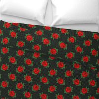 Rockabilly red roses green polka dots Retro tattoo MCM Wallpaper