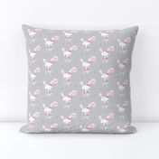 Ballerina Bunny and Lollipop, Gray Dot, Pink Flowers