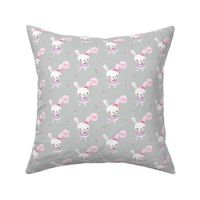 Ballerina Bunny and Lollipop, Gray Dot, Pink Flowers