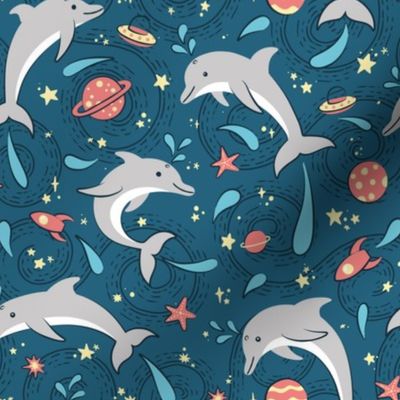 Dolphins in Space: Blue & Grey