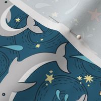 Dolphins in Space: Blue & Grey