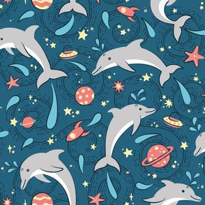 Dolphins in Space: Blue & Grey