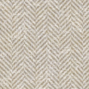Tweed Herringbone Woollen Cloth Beige Large Scale