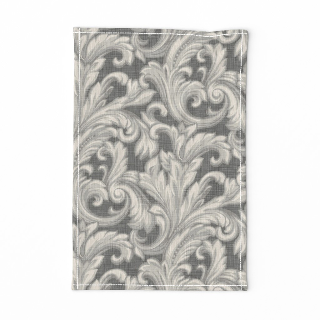 Baroque Damask Greige Taupe