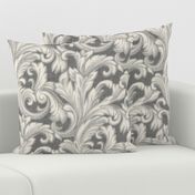 Baroque Damask Greige Taupe 