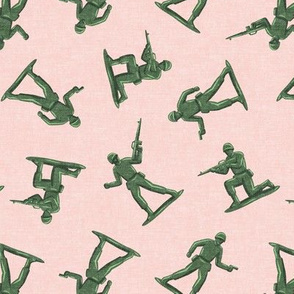 army men - green plastic army men - toy - pink - LAD19