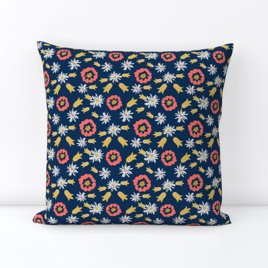 flowers -navy