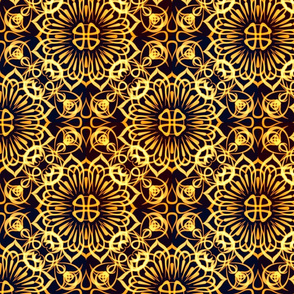 Gold Glow Flower Sketched Tile