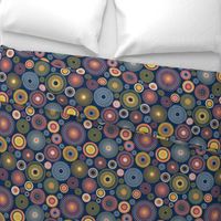 colorful concentric circles on dark blue | medium