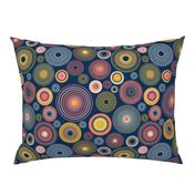 colorful concentric circles on dark blue | medium