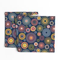 colorful concentric circles on dark blue | medium