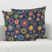 colorful concentric circles on dark blue | medium