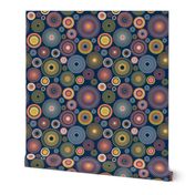 colorful concentric circles on dark blue | medium