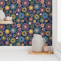 colorful concentric circles on dark blue | medium