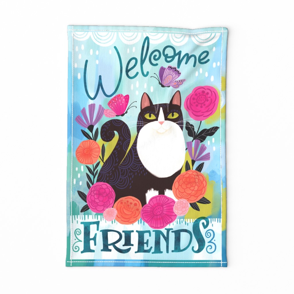 Welcome Friends Happy Cat 